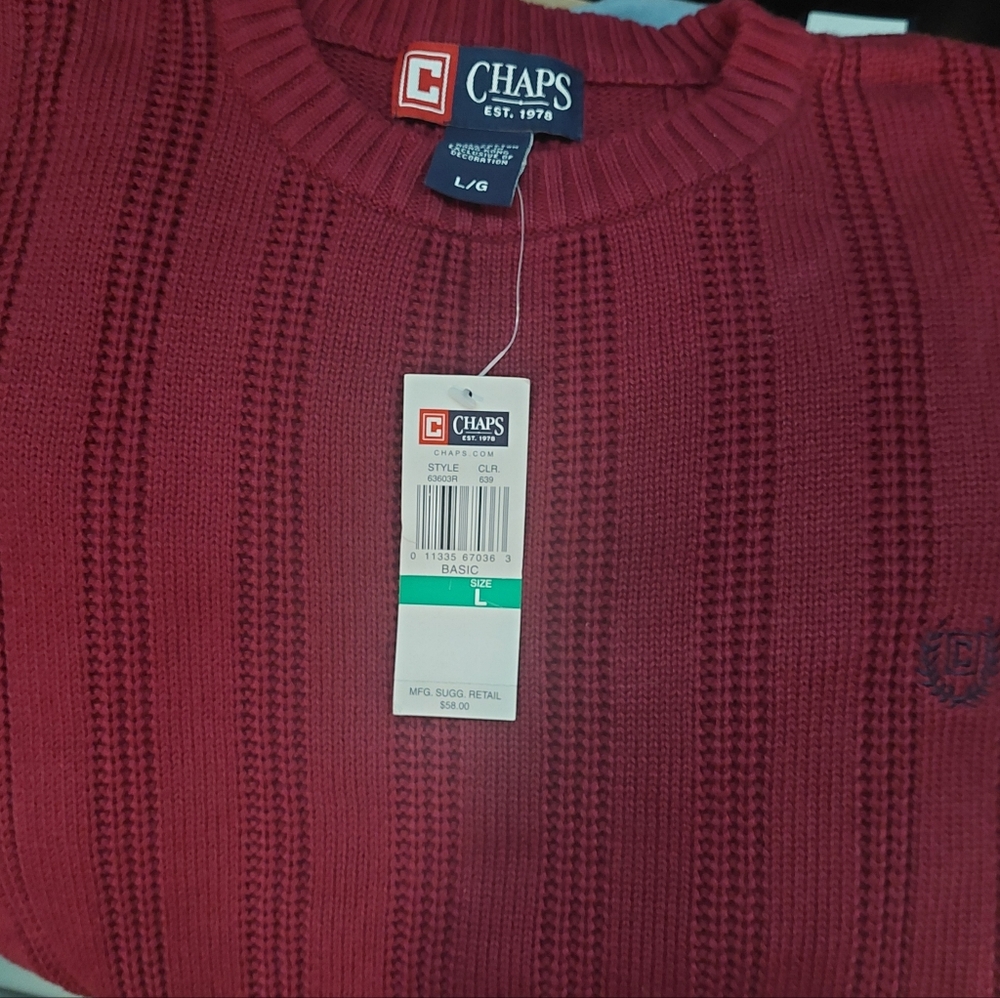 Chaps Men's Burgundy Crewneck Sweater